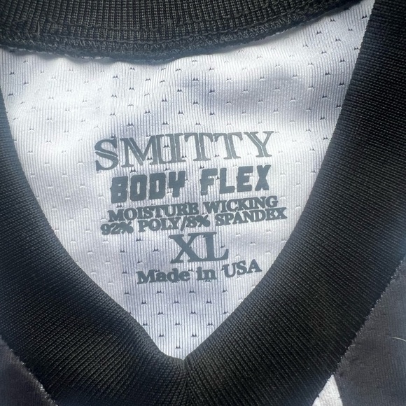 SMITTY Black & White Stripe Officials Body Flex Short Sleeve Shirt Men XL NWT - Picture 5 of 6